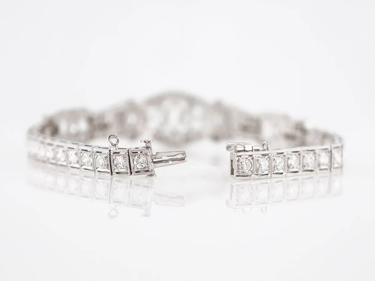 Antique Bracelet Art Deco 6.65 Marquise Cut & Round Brilliant Cut Diamonds in Platinum