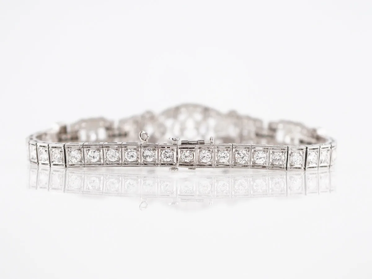 Antique Bracelet Art Deco 6.65 Marquise Cut & Round Brilliant Cut Diamonds in Platinum