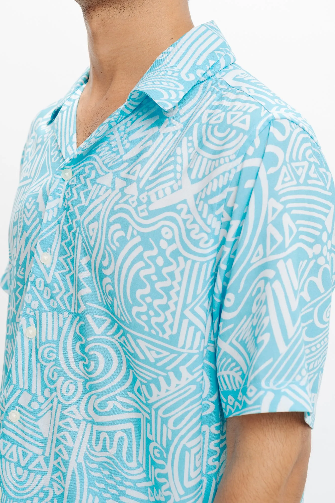 Blue Geo Printed Men's Shirt