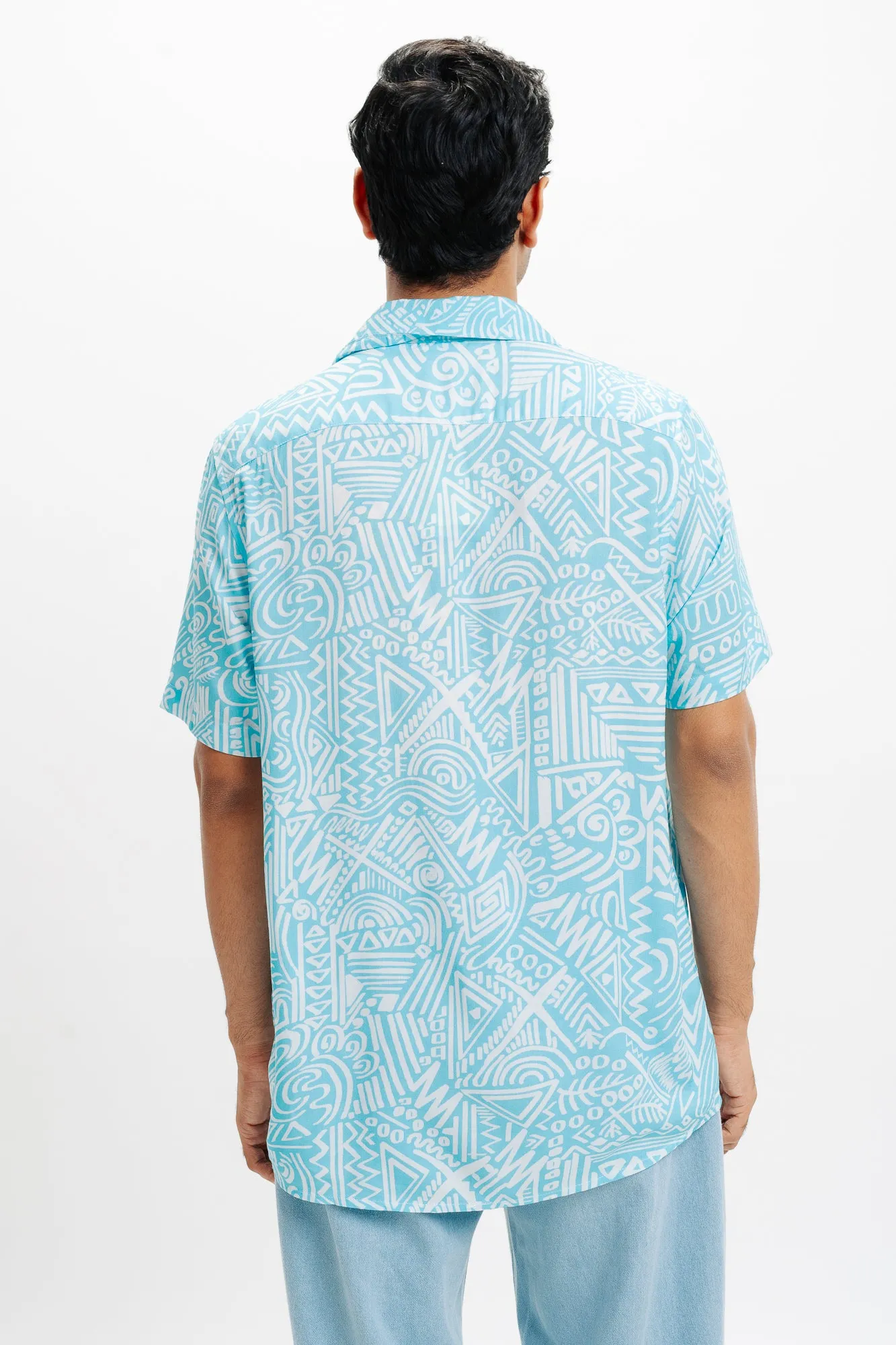 Blue Geo Printed Men's Shirt
