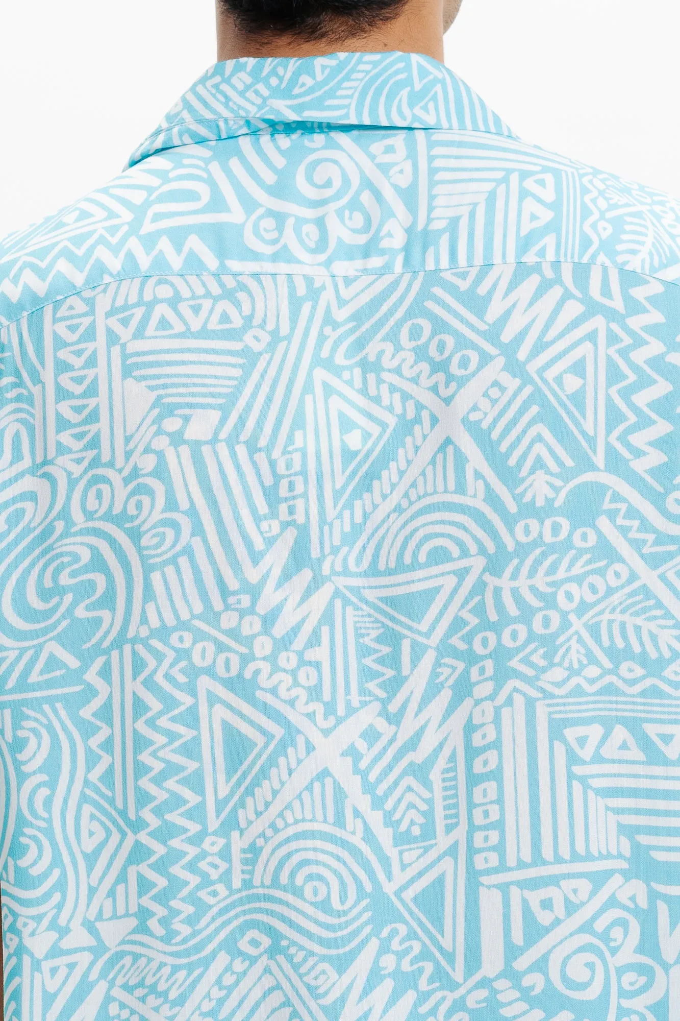 Blue Geo Printed Men's Shirt