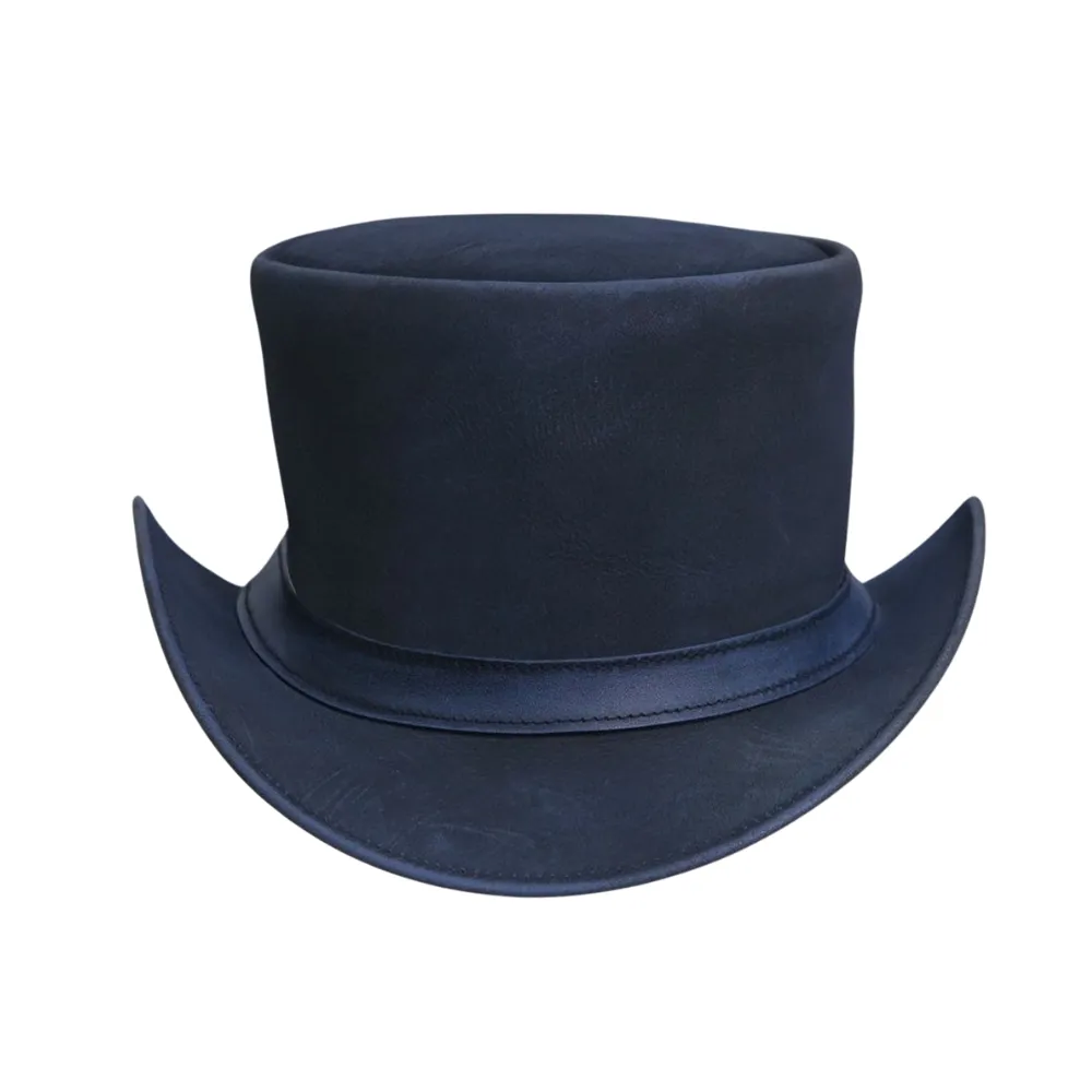 Blue Wax Leather Top Hat