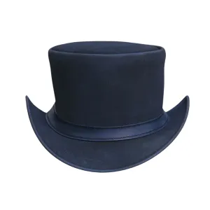 Blue Wax Leather Top Hat