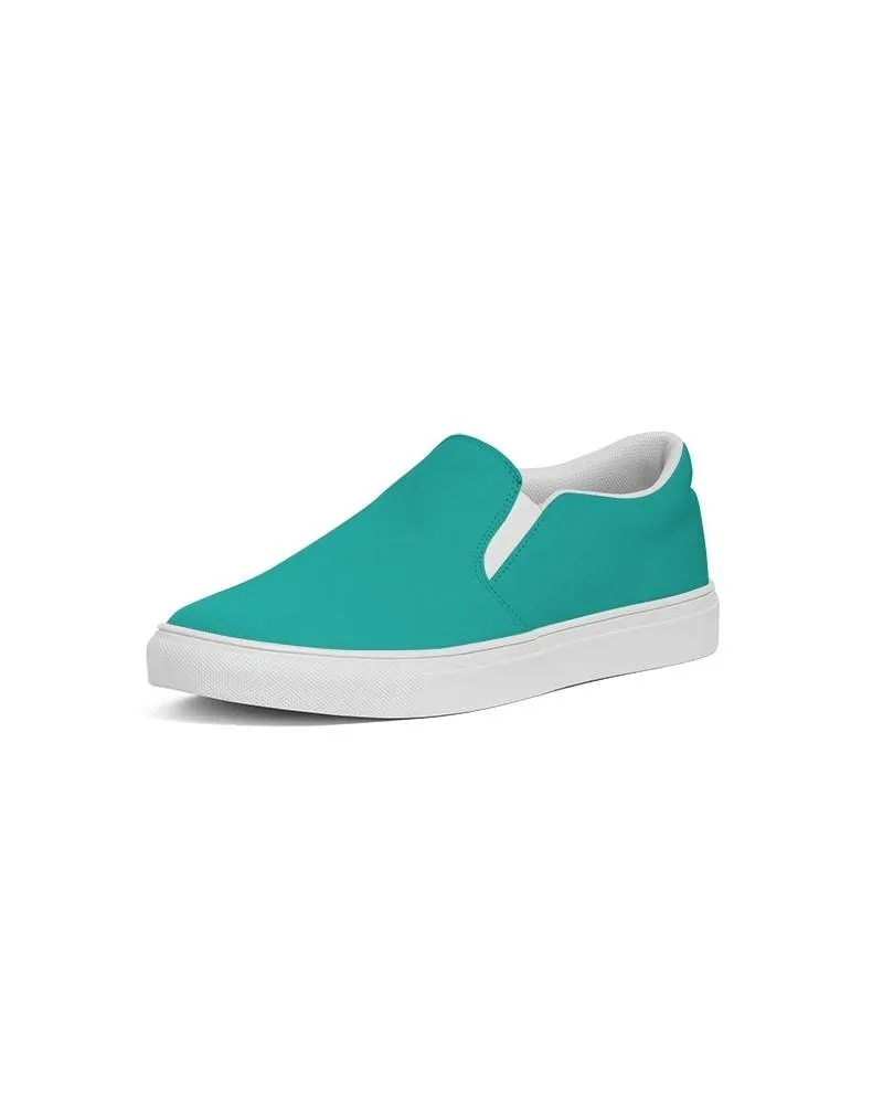 Bright Blue Cool Green Slip-On Canvas Sneakers | Men's | Bright Pure Blue Cool Green | C100M0Y50K0