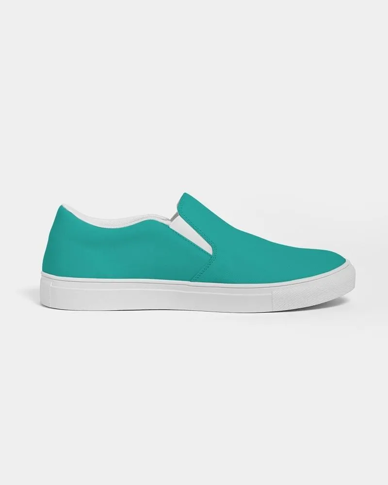 Bright Blue Cool Green Slip-On Canvas Sneakers | Men's | Bright Pure Blue Cool Green | C100M0Y50K0