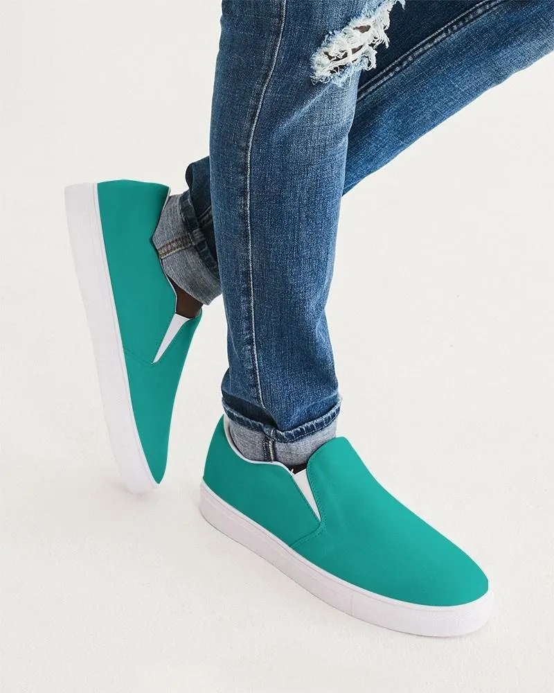 Bright Blue Cool Green Slip-On Canvas Sneakers | Men's | Bright Pure Blue Cool Green | C100M0Y50K0