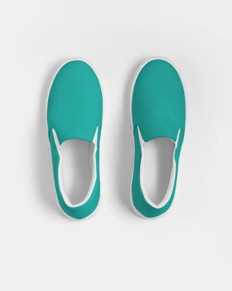 Bright Blue Cool Green Slip-On Canvas Sneakers | Men's | Bright Pure Blue Cool Green | C100M0Y50K0