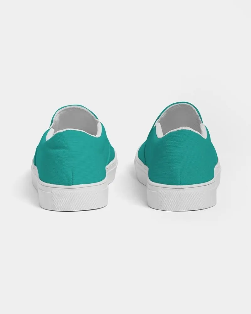 Bright Blue Cool Green Slip-On Canvas Sneakers | Men's | Bright Pure Blue Cool Green | C100M0Y50K0