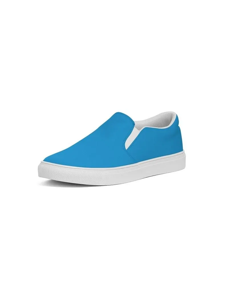 Bright Blue Cyan Slip-On Canvas Sneakers | Women's | Bright Pure Blue Cyan | C100M25Y0K0