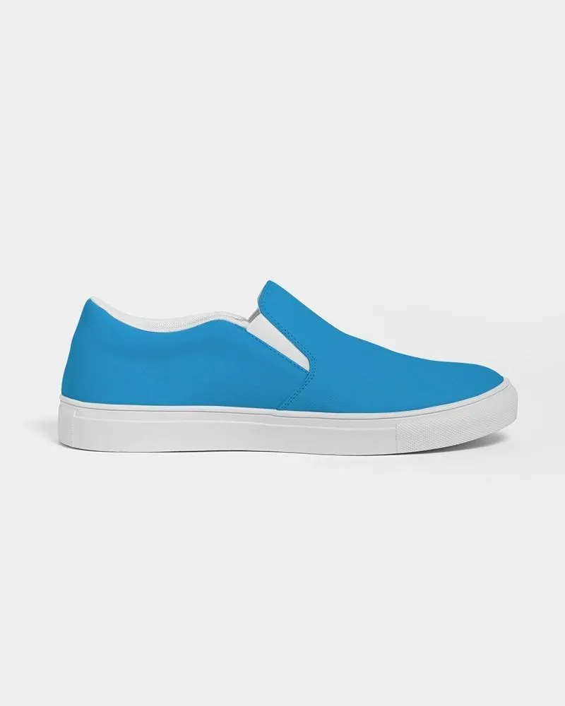 Bright Blue Cyan Slip-On Canvas Sneakers | Women's | Bright Pure Blue Cyan | C100M25Y0K0