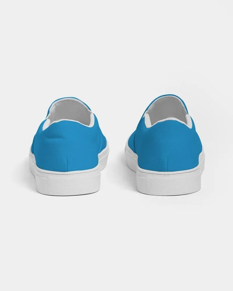 Bright Blue Cyan Slip-On Canvas Sneakers | Women's | Bright Pure Blue Cyan | C100M25Y0K0