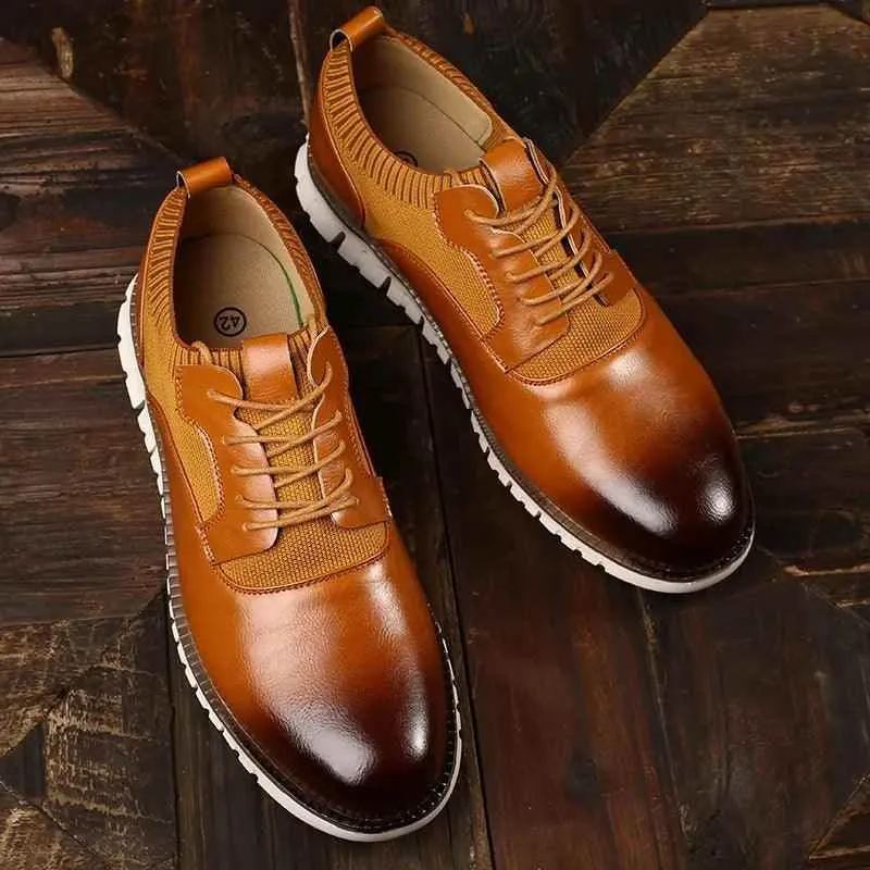 Comfortable Leather Breathable Sneakers - Men's Casual Shoes KZ255