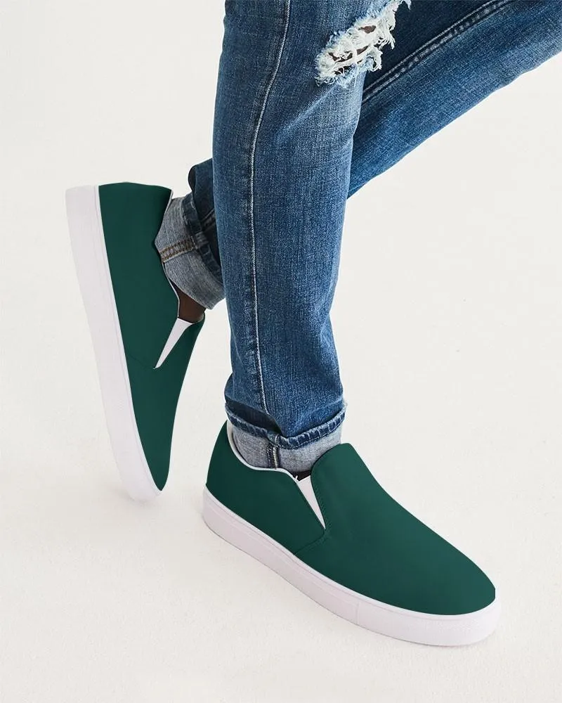 Dark Blue Cool Green Slip-On Canvas Sneakers | Men's | Dark Pure Blue Cool Green | C100M0Y50K80
