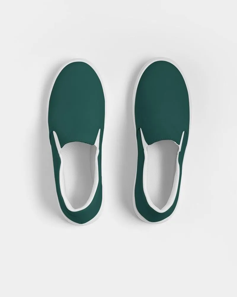 Dark Blue Cool Green Slip-On Canvas Sneakers | Men's | Dark Pure Blue Cool Green | C100M0Y50K80
