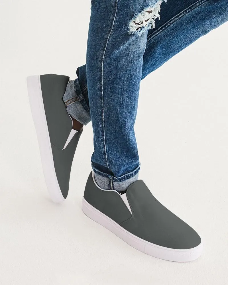 Dark Green Gray Slip-On Canvas Sneakers | Men's | Dark Pale Green Gray | C10M0Y10K80