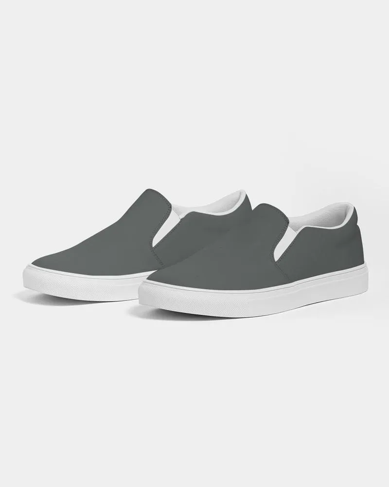 Dark Green Gray Slip-On Canvas Sneakers | Men's | Dark Pale Green Gray | C10M0Y10K80