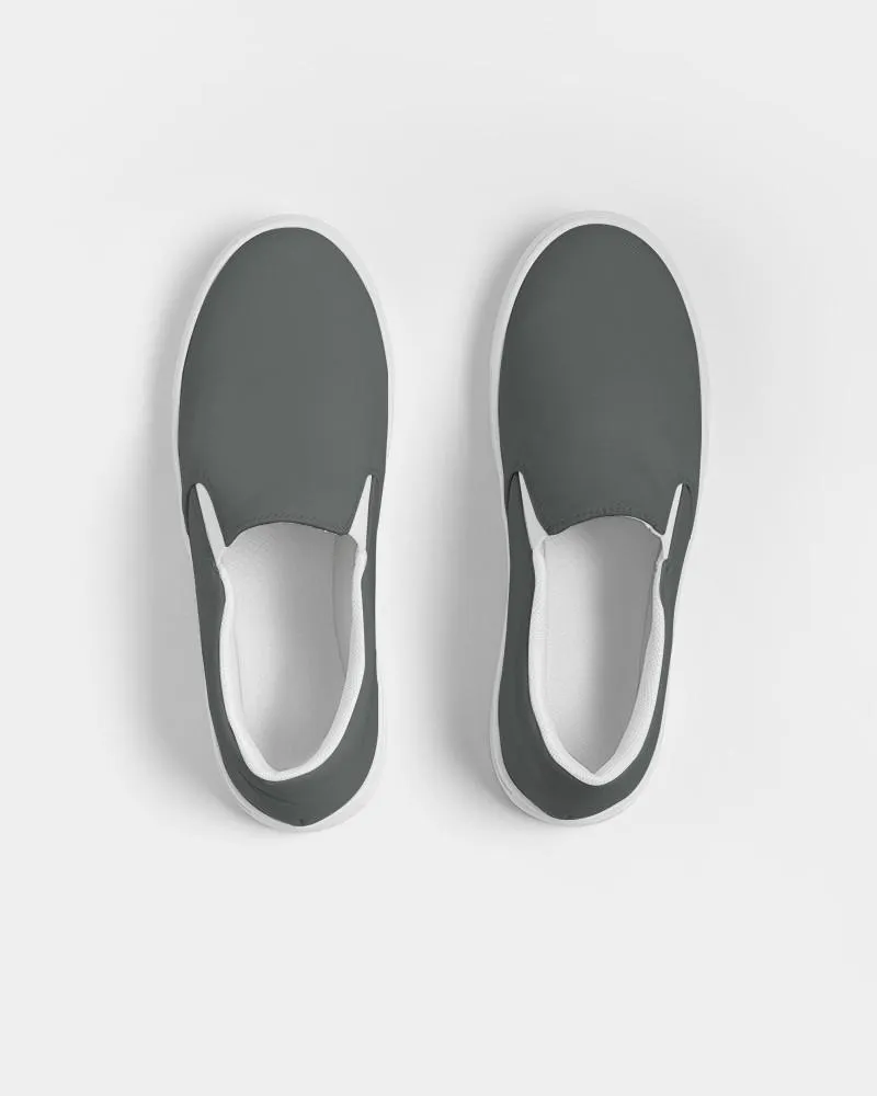 Dark Green Gray Slip-On Canvas Sneakers | Men's | Dark Pale Green Gray | C10M0Y10K80
