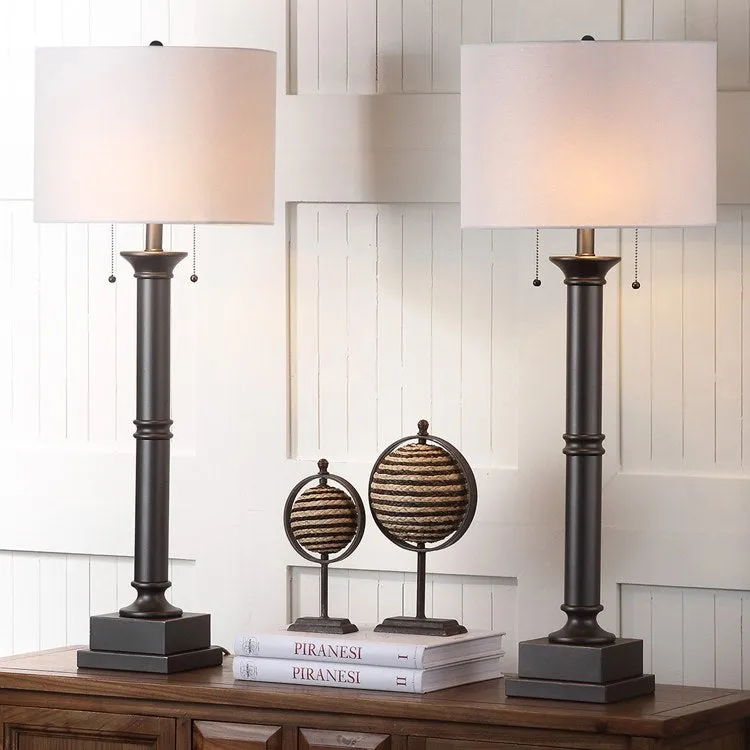 Estilo Four-Light Column Table Lamps Set of 2 - Silver Gray