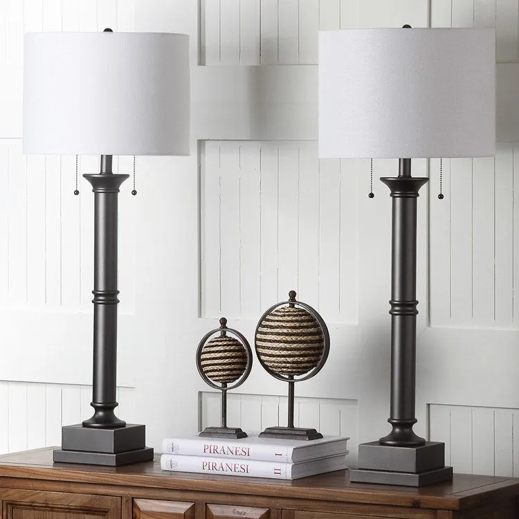 Estilo Four-Light Column Table Lamps Set of 2 - Silver Gray