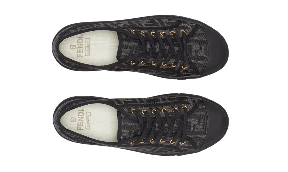 Fendi Domino Black Fabric Low-Tops