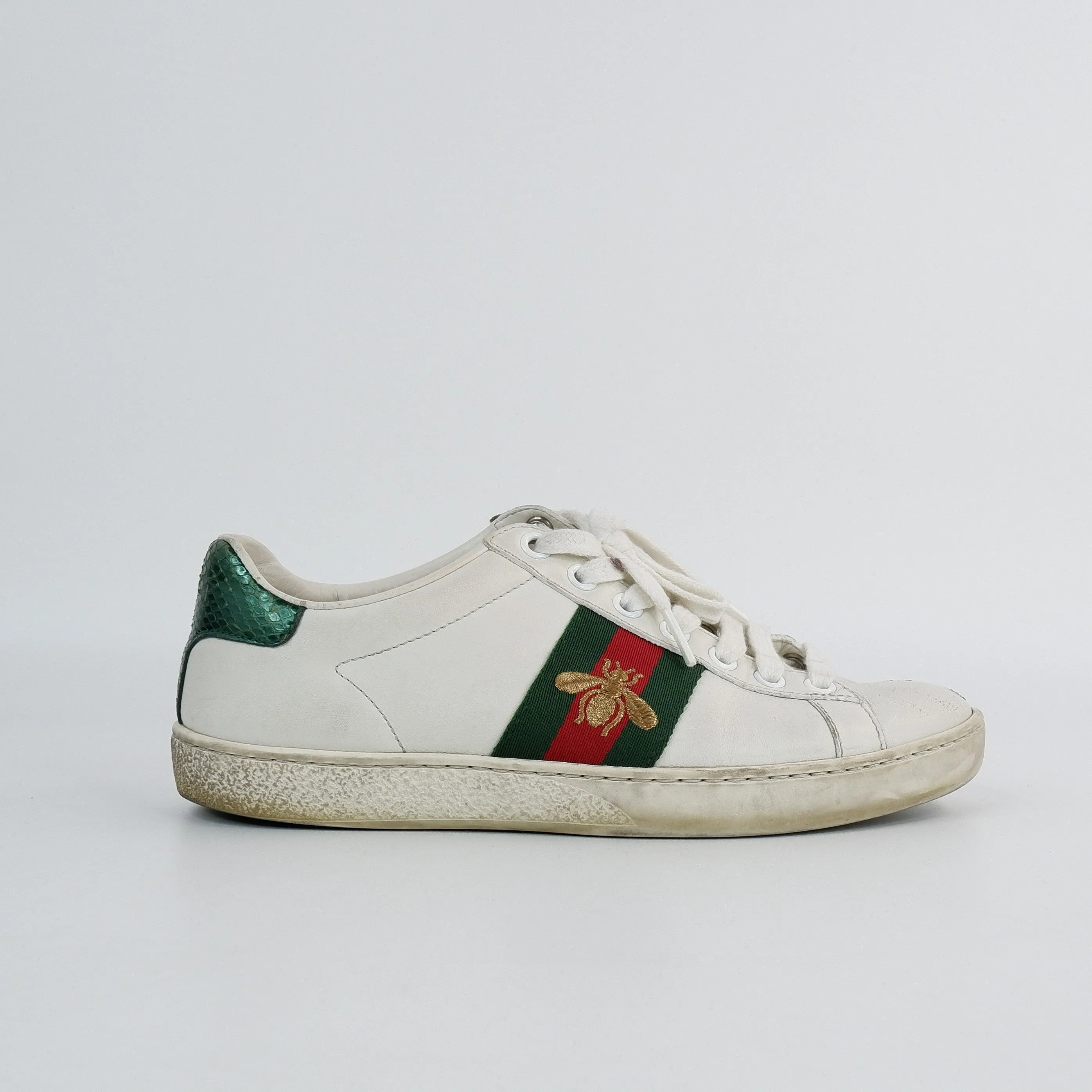 Gucci Ayers Bee Embroidered Womens Ace Sneaker White 35