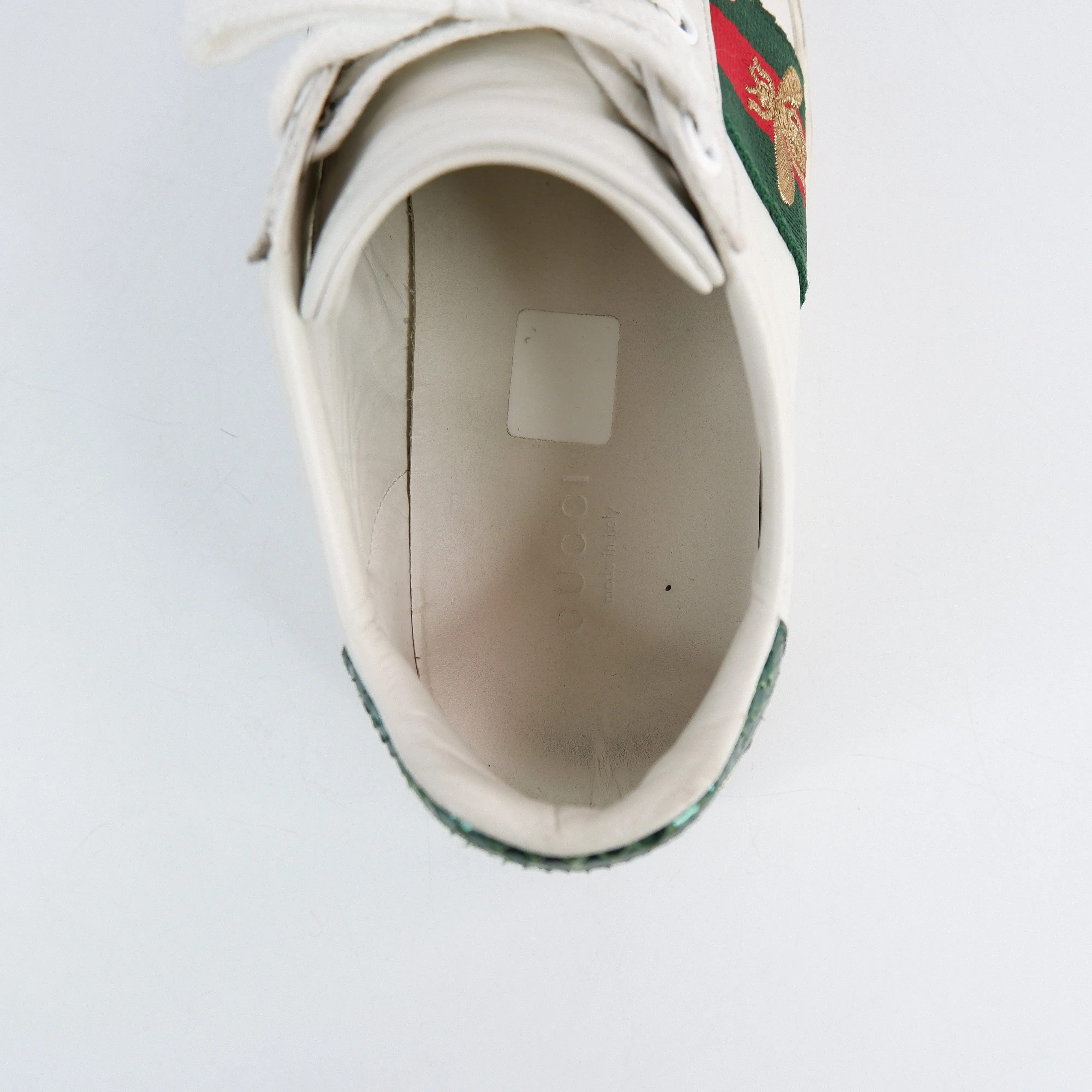 Gucci Ayers Bee Embroidered Womens Ace Sneaker White 35