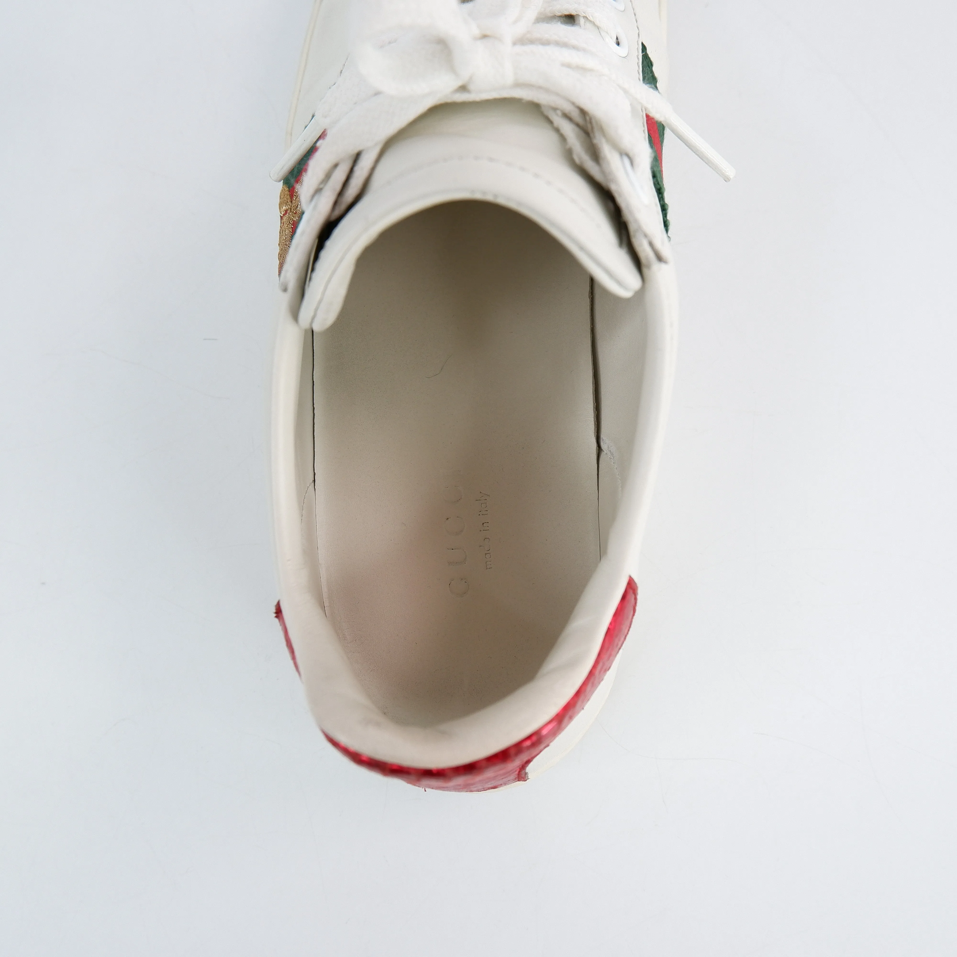 Gucci Ayers Bee Embroidered Womens Ace Sneaker White 35