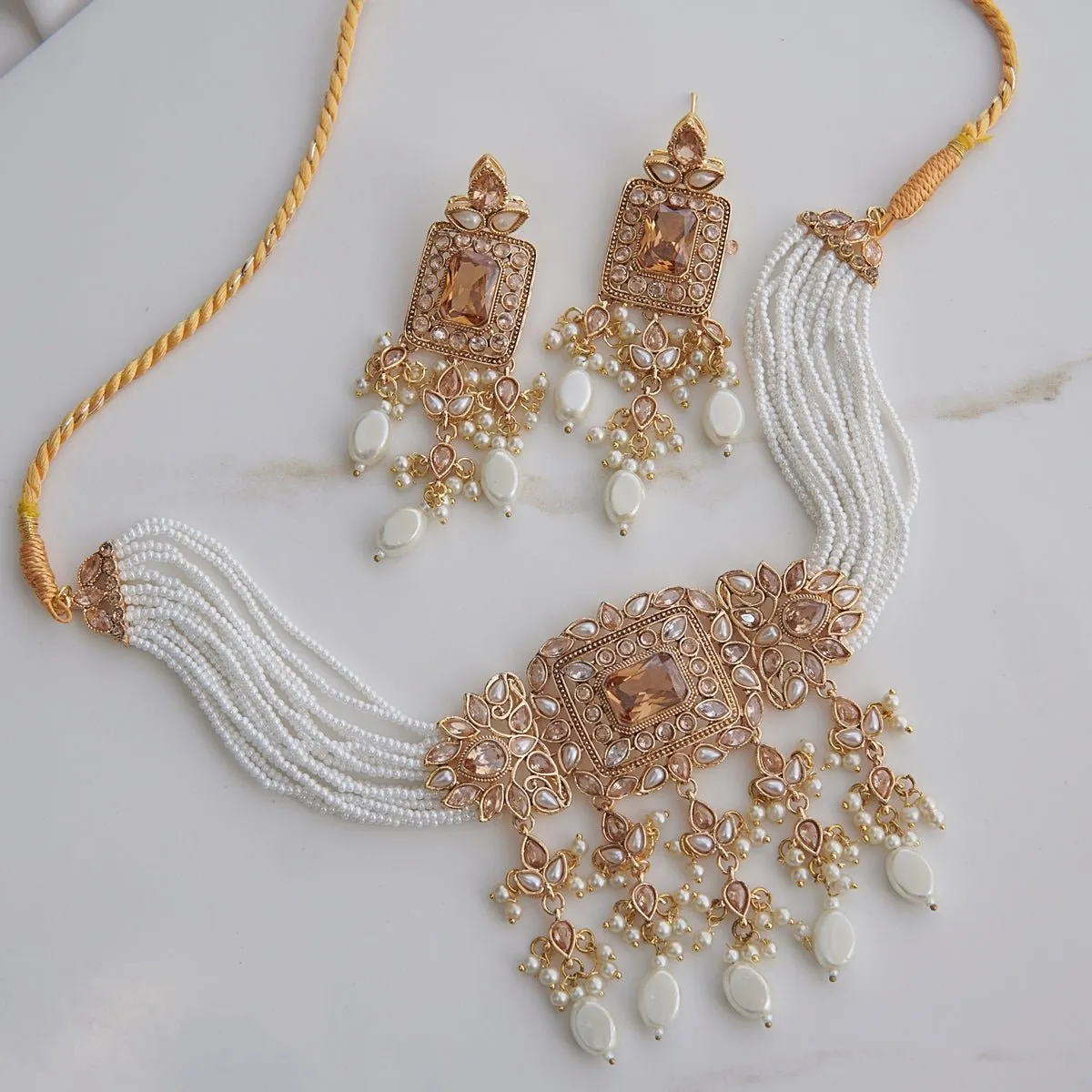 Handmade Zircons Guluband Set