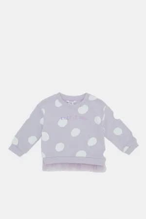 Infant Girls Lilac Printed Sweatshirt