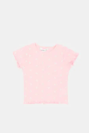 Infant Girls Pink Rib T-Shirt
