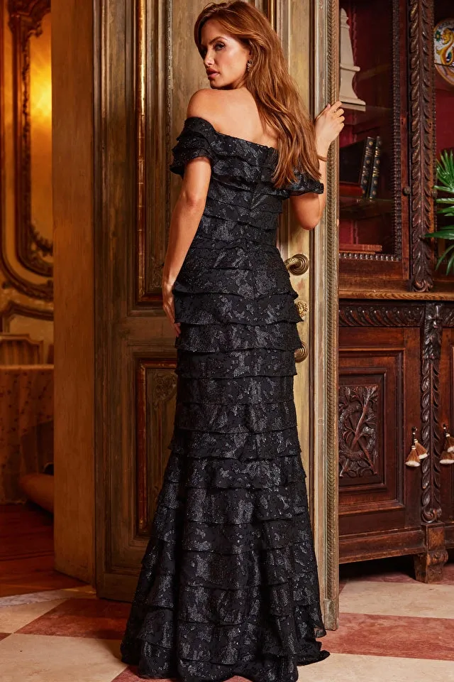 Jovani 23890 - Black Off the Shoulder Sheath Evening Dress