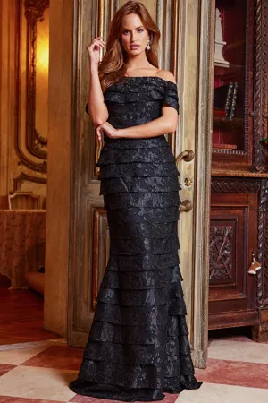 Jovani 23890 - Black Off the Shoulder Sheath Evening Dress