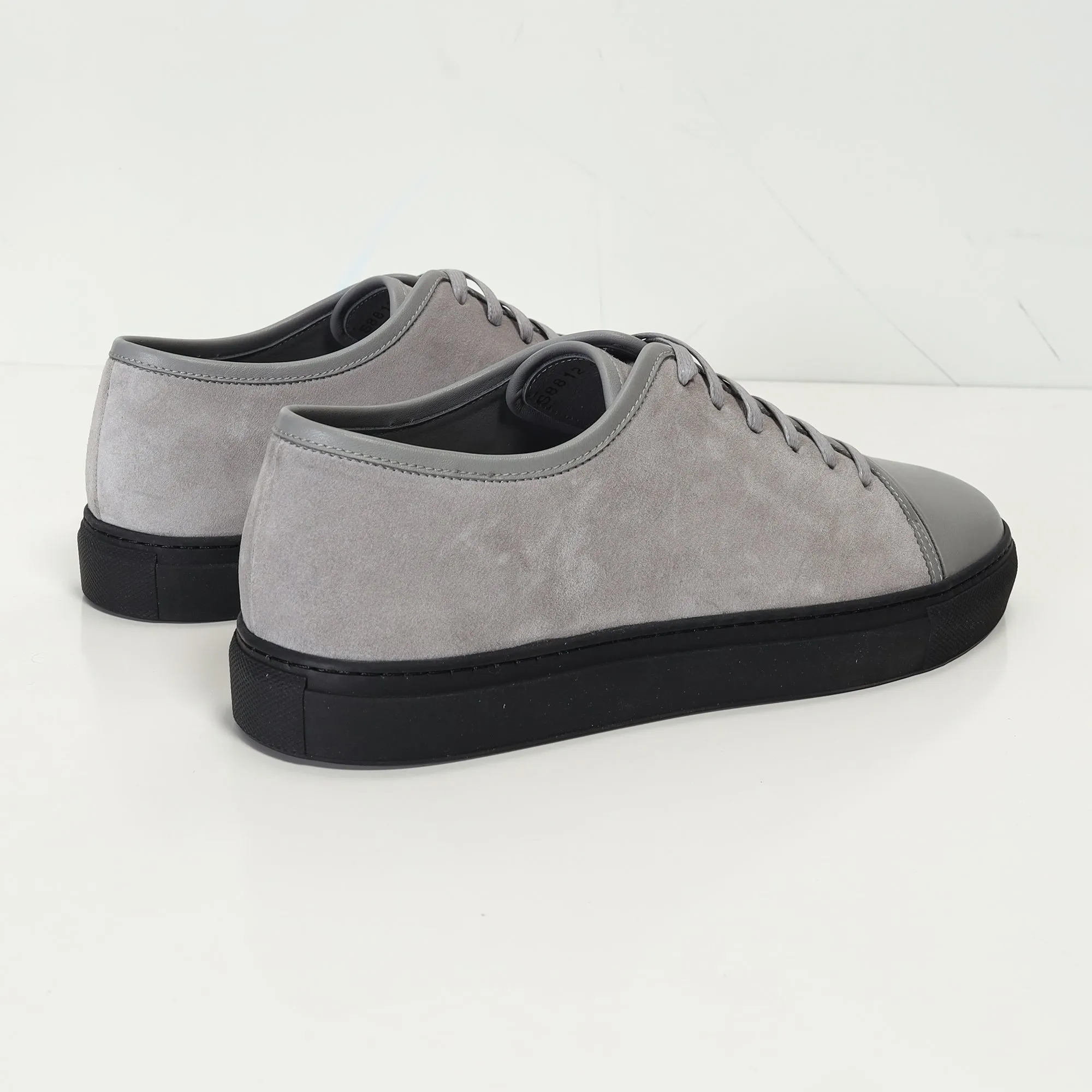 Leather and Suede Court Sneakers - Grey Black