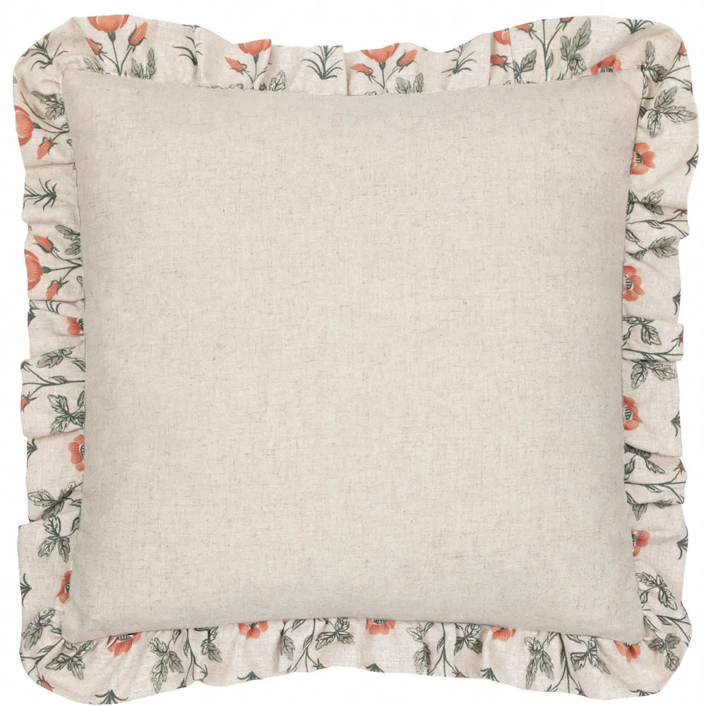 Linen Renee Printed Ruffle Cushion Multicolour