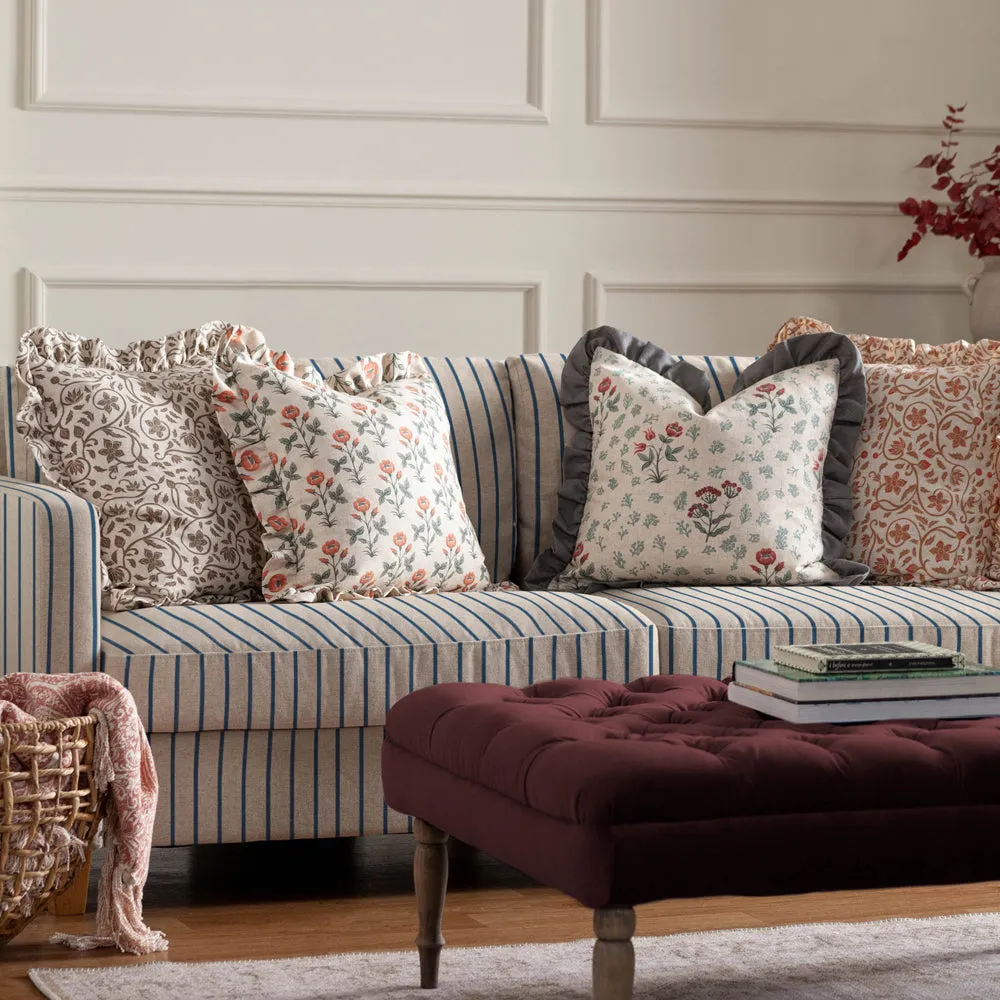 Linen Renee Printed Ruffle Cushion Multicolour