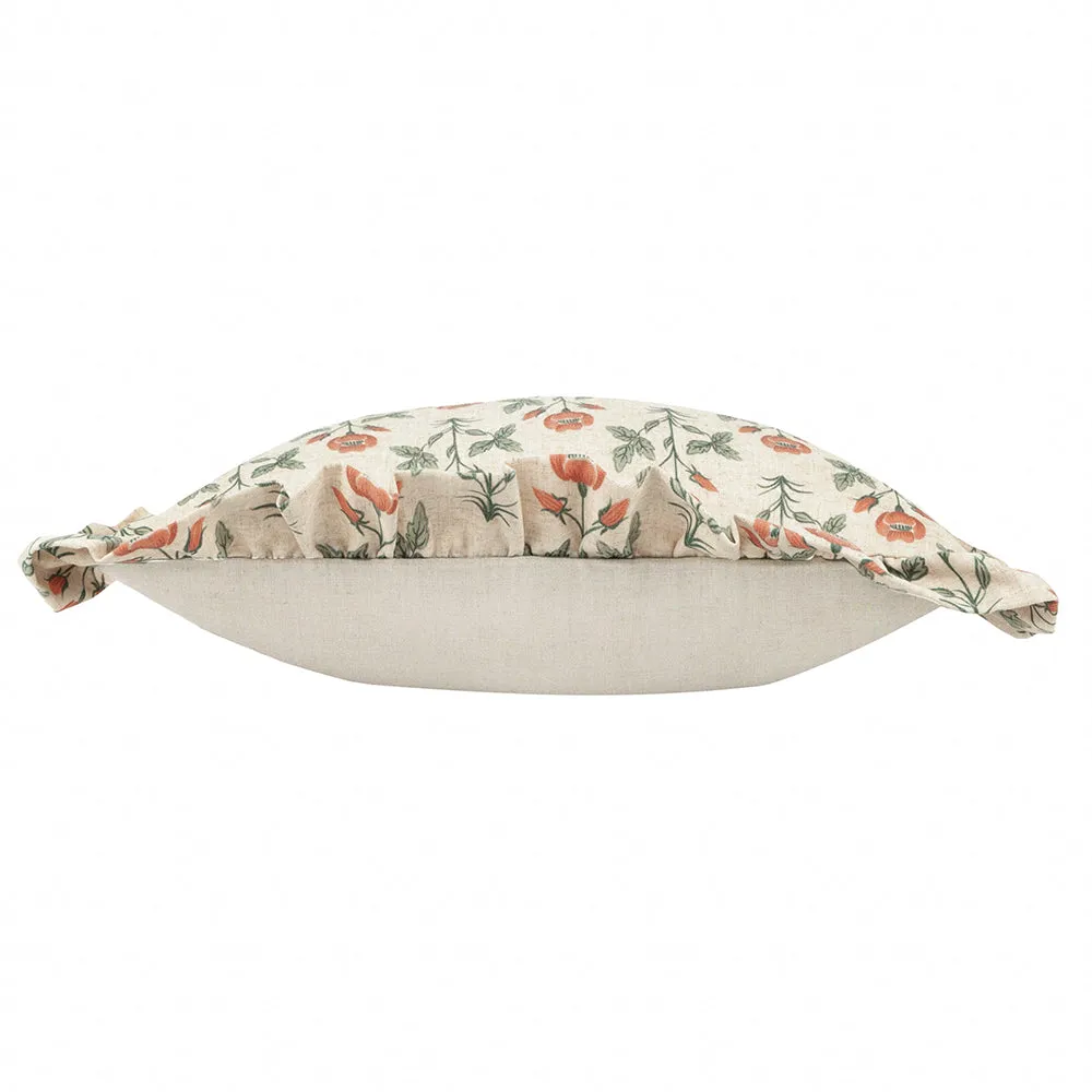 Linen Renee Printed Ruffle Cushion Multicolour
