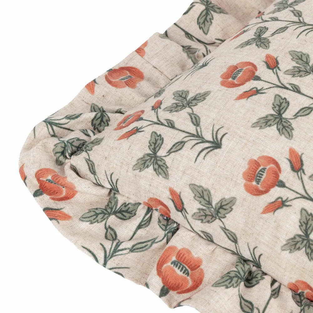 Linen Renee Printed Ruffle Cushion Multicolour