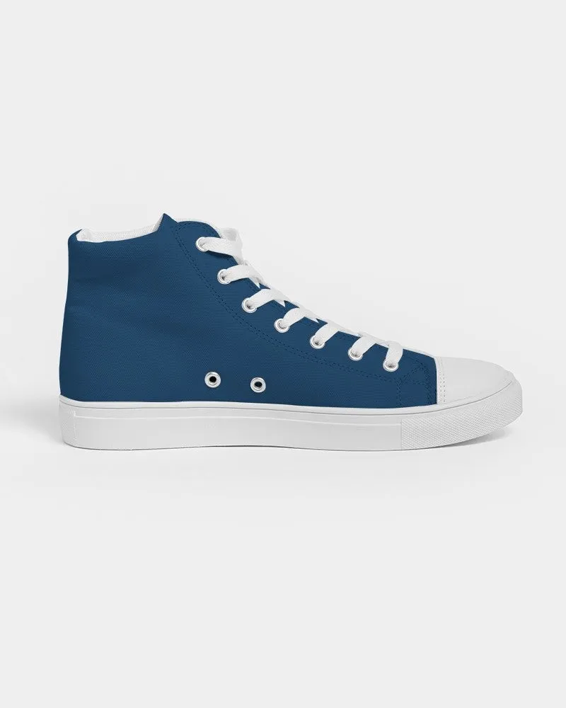 Medium Dark Blue Women's High-top Canvas Sneakers | Women's | Medium Dark Pure Blue | C100M50Y0K60