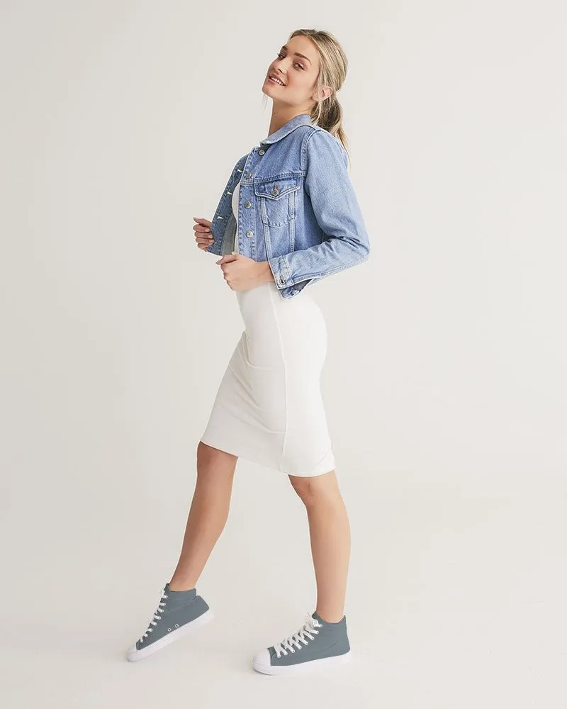 Medium Dark Cyan Gray Women's High-top Canvas Sneakers | Women's | Medium Dark Pale Cyan Gray | C10M0Y0K60