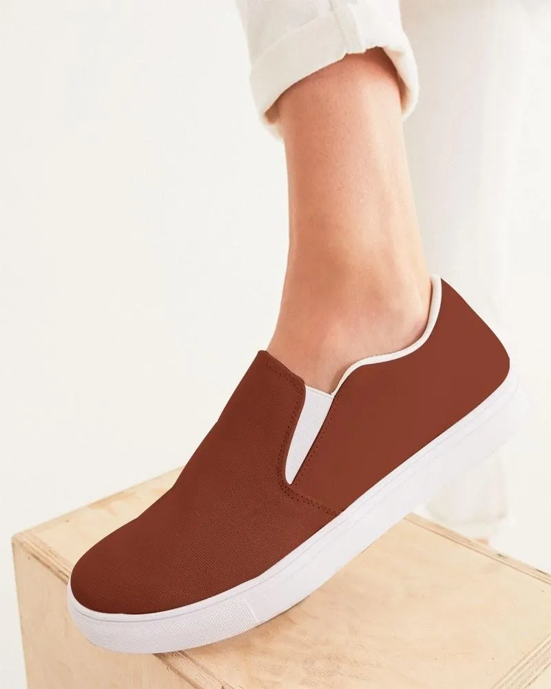 Medium Dark Midtone Red Slip-On Canvas Sneakers | Women's | C0M80Y80K60