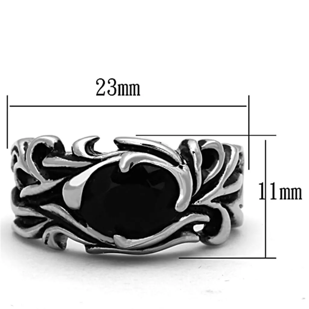 Mens Black Onyx Encrusted Stainless Steel Synthetic Glass