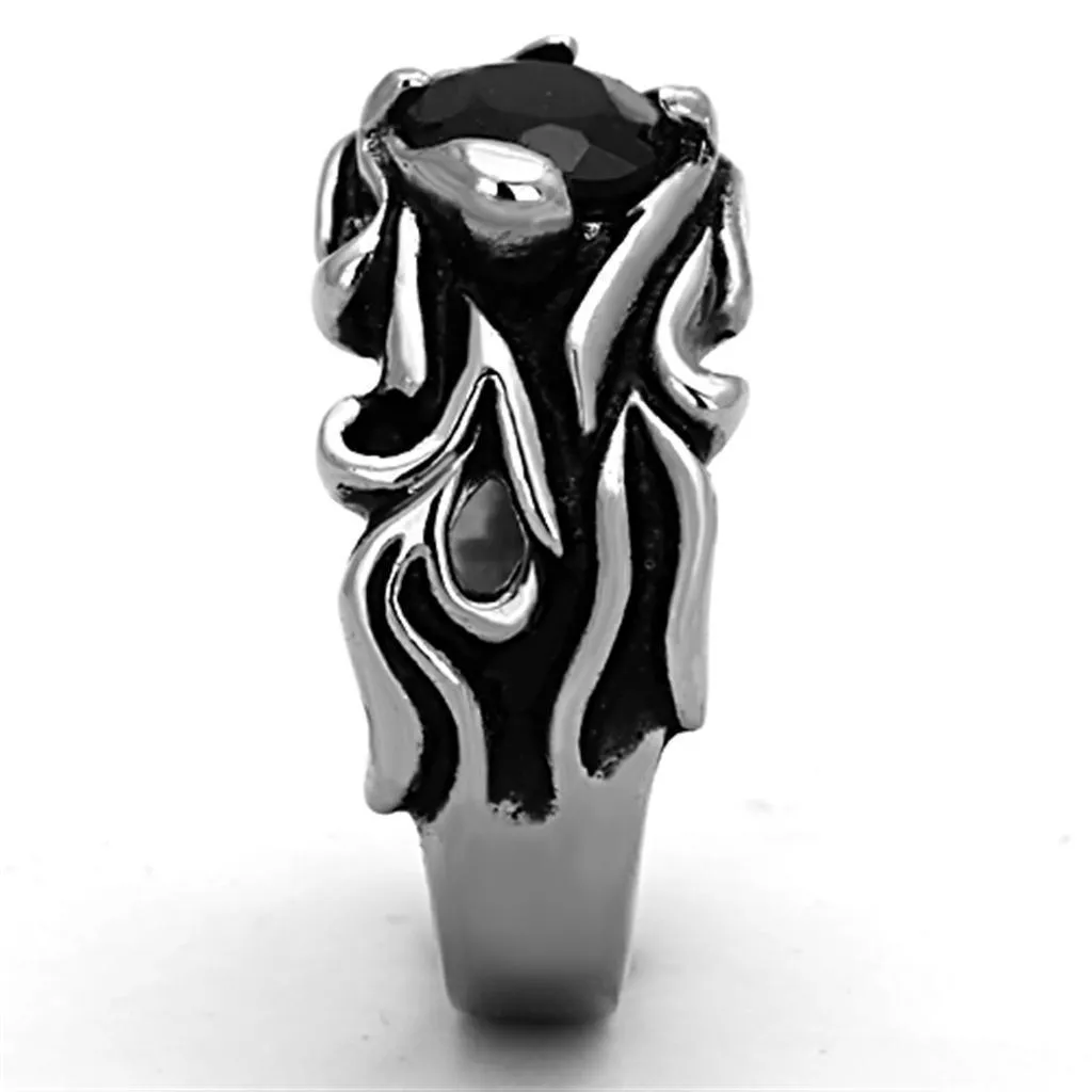 Mens Black Onyx Encrusted Stainless Steel Synthetic Glass
