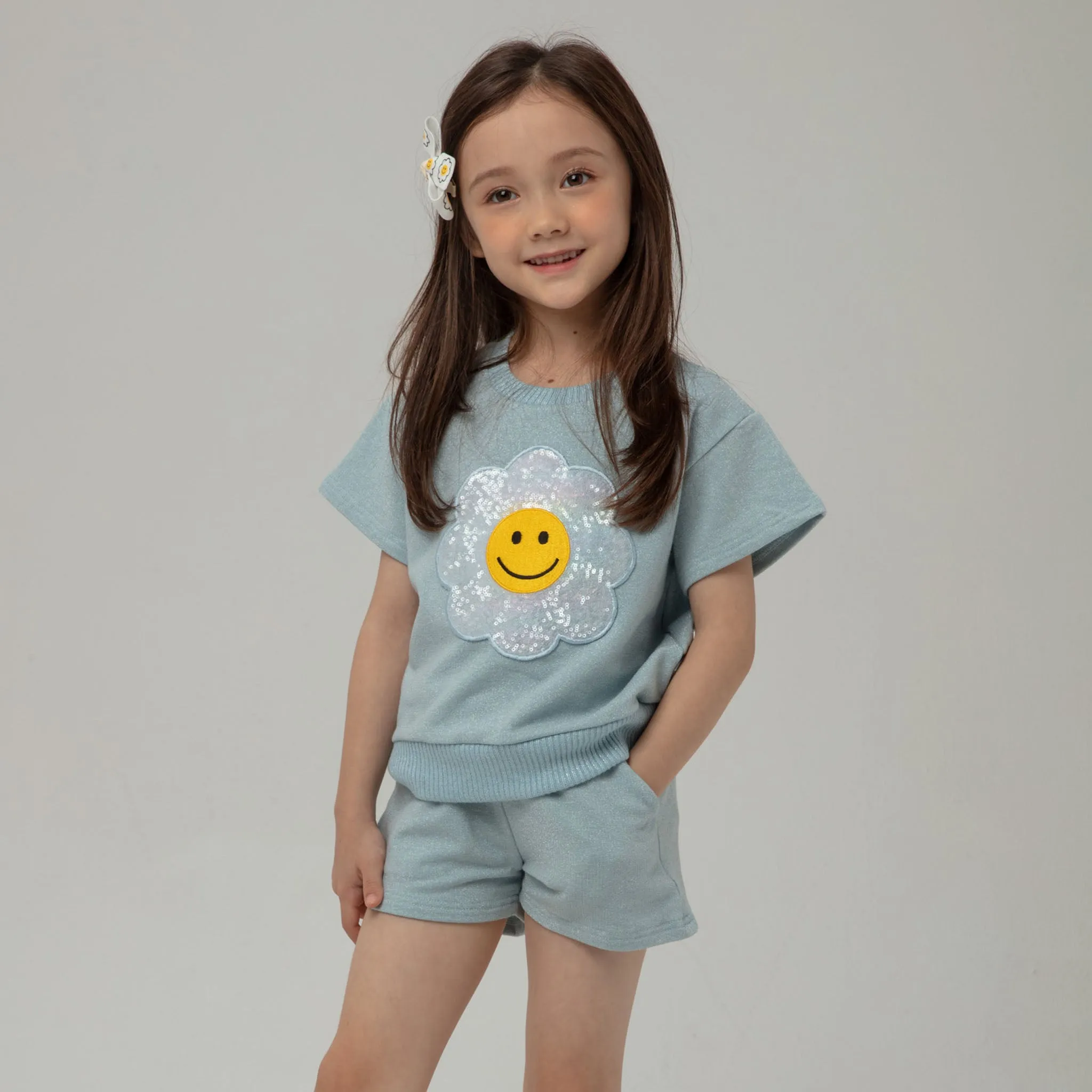 Metallic Daisy Sweatshirt Set