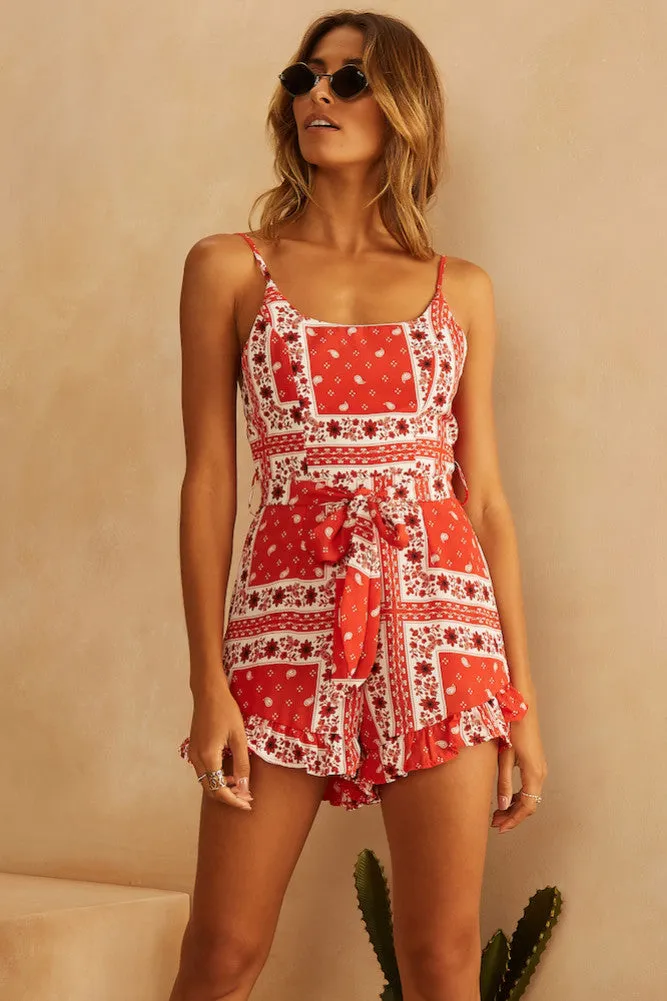 Moth To A Flame Romper Red