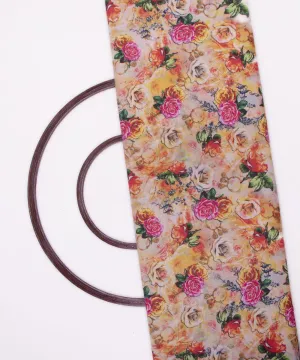 Orange Colour Floral Design Cotton Digital Print Fabric
