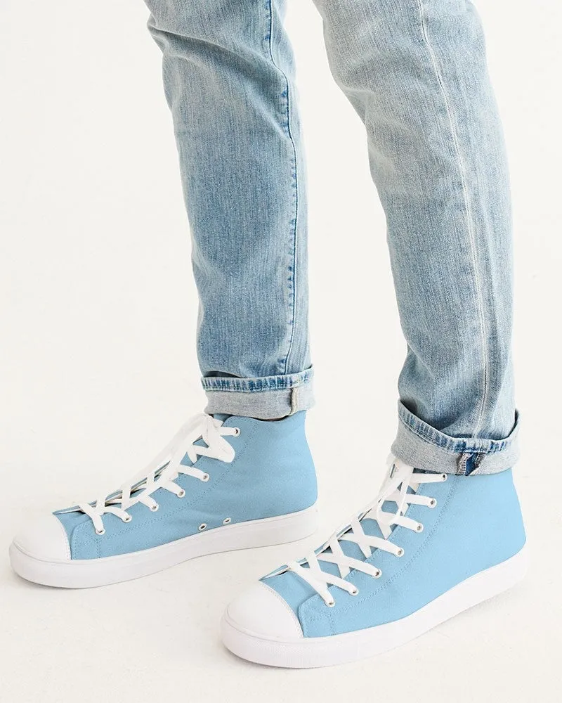 Pale Pastel Cyan Men's High-top Canvas Sneakers | Men's | Bright Pale Pastel Cyan | C30M0Y0K0