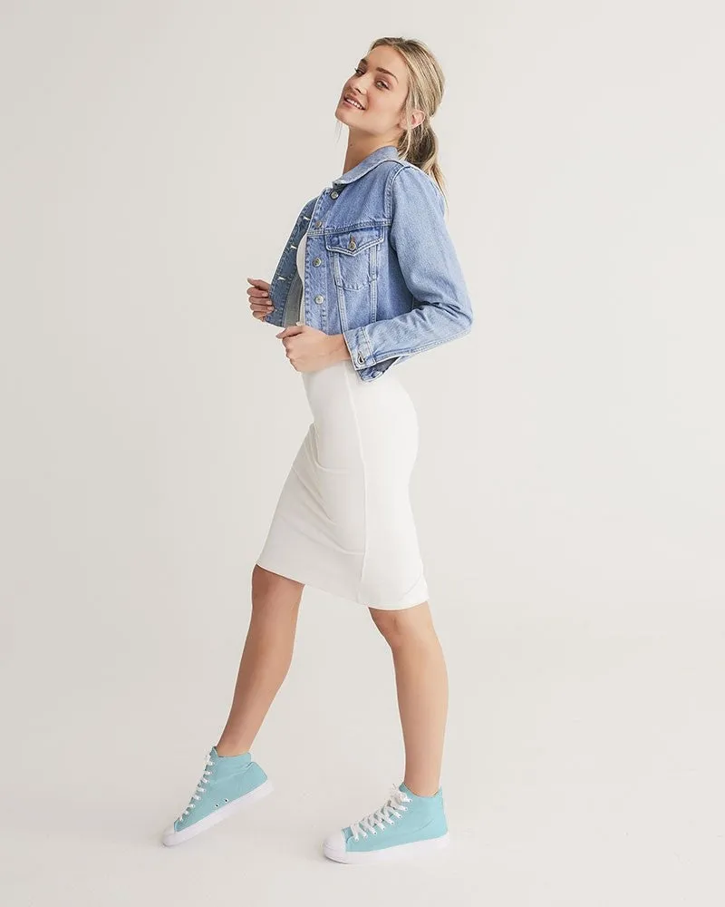 Pale Pastel Warm Cyan Women's High-top Canvas Sneakers | Women's | Bright Pale Pastel Warm Cyan | C30M0Y8K0