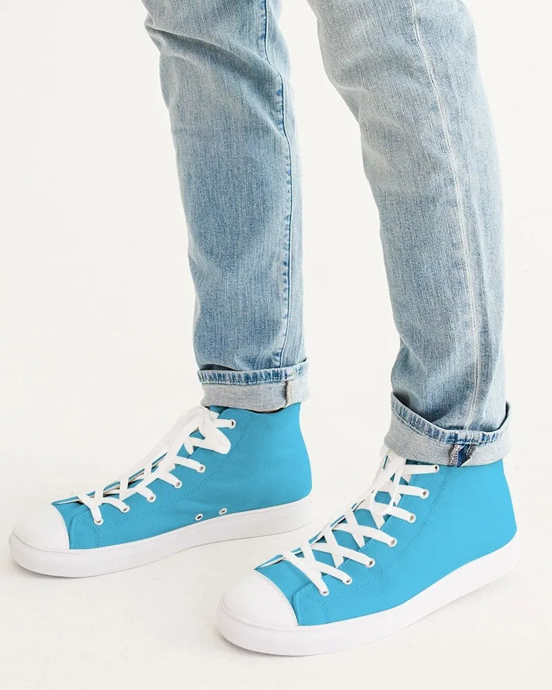 Pastel Cyan Men's High-top Canvas Sneakers | Men's | Bright Pastel Cyan | C60M0Y0K0