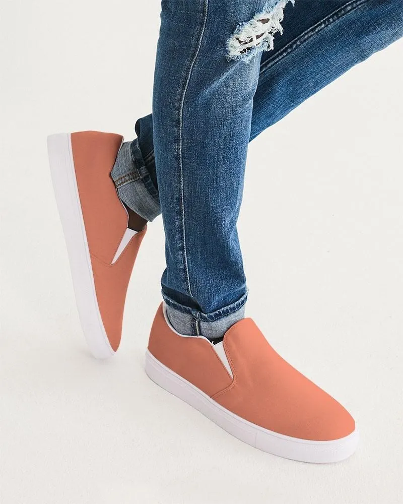 Pastel Red Slip-On Canvas Sneakers | Men's | Bright Pastel Red | C0M60Y60K0