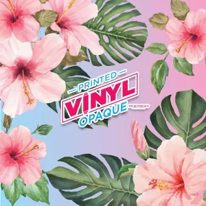 Printed Vinyl - Hibiscus Floral (Pink - Blue)